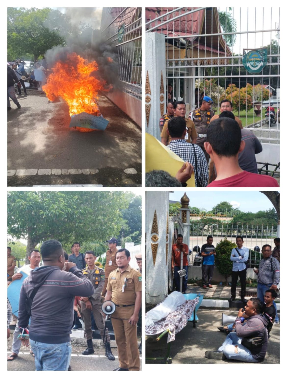 Puluhan Masa Geruduk Kantor Bupati Rohul Terkait Limbah PKS PT SKA Desa Sungai Kuning