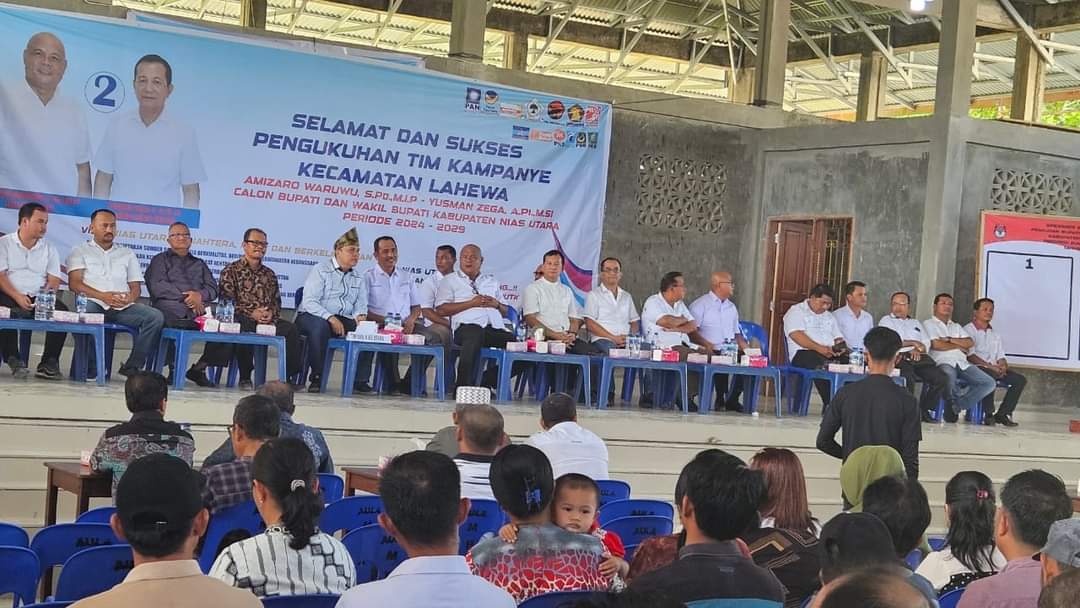 Pengukuhan Team Kampanye Pasangan AMAN Amizaro Waruwu dan Yusman Zega di Kecamatan Lahewa