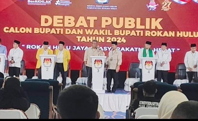 Debat Publik Pilkada Rokan Hulu Ke Lima (Paslon) Cabup Cawabup 2024 Berlangsung Aman Dan Kondusif