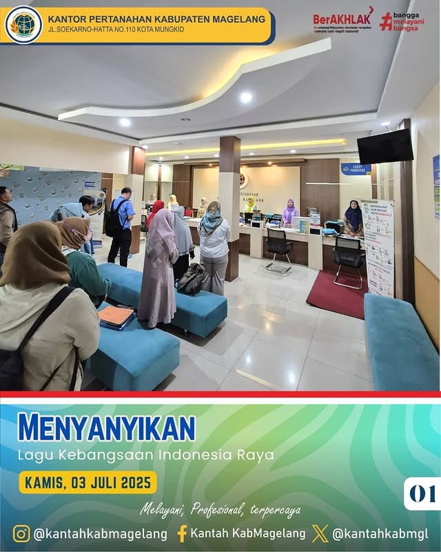 Seluruh Pegawai Kantor Pertanahan Kabupaten Magelang Menyanyikan Lagu Kebangsaan Indonesia