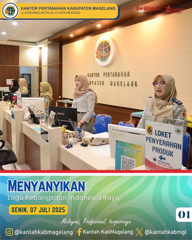 Seluruh Pegawai Kantor Pertanahan Kabupaten Magelang  Menyanyikan Lagu Kebangsaan Indonesia