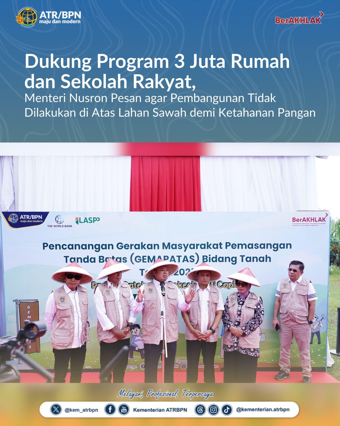 Dukung Program 3 Juta Rumah dan Sekolah Rakyat, Menteri Nusron Pesan agar Pembangunan Tidak Dilakukan di Atas Lahan Sawah demi Ketahanan Pangan