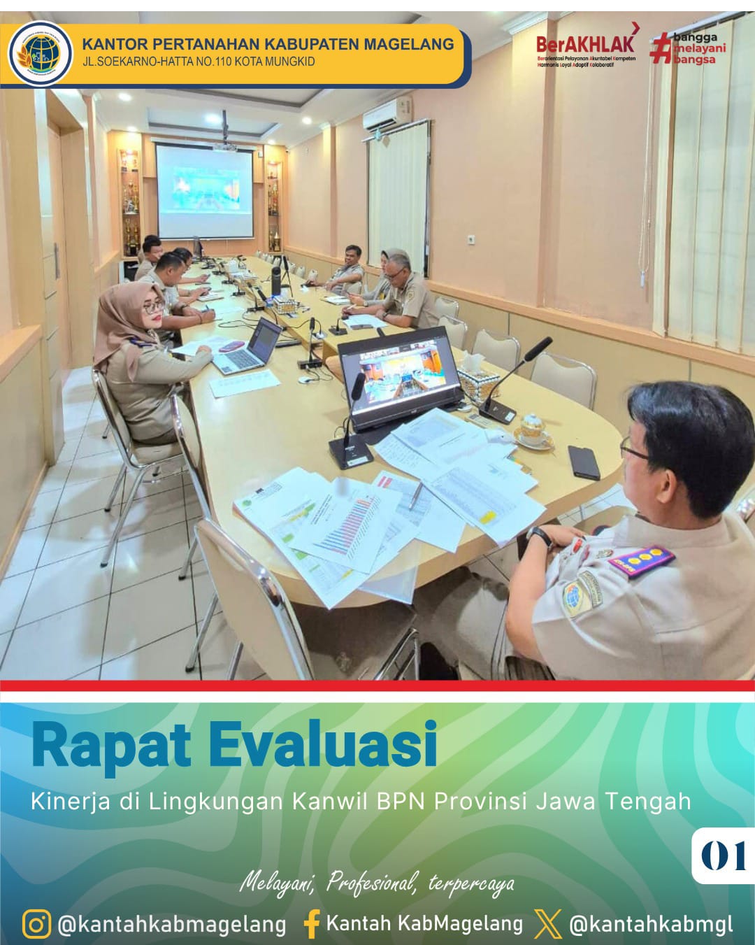 Kantor Pertanahan Kabupaten Magelang Mengikuti Rapat Evaluasi Kinerja di Lingkungan Kanwil BPN Provinsi Jawa Tengah