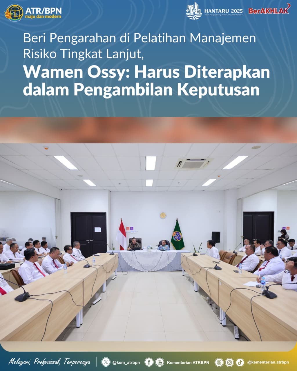 Beri Pengarahan di Pelatihan Manajemen Risiko Tingkat Lanjut, Wamen Ossy: Harus Diterapkan dalam Pengambilan Keputusan