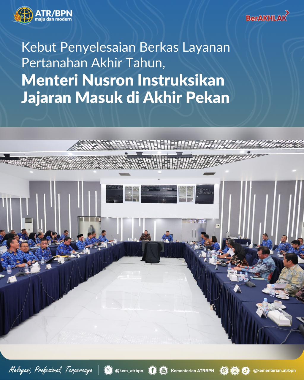 Kebut Penyelesaian Berkas Layanan Pertanahan Akhir Tahun, Menteri Nusron Instruksikan Jajaran Masuk di Akhir Pekan