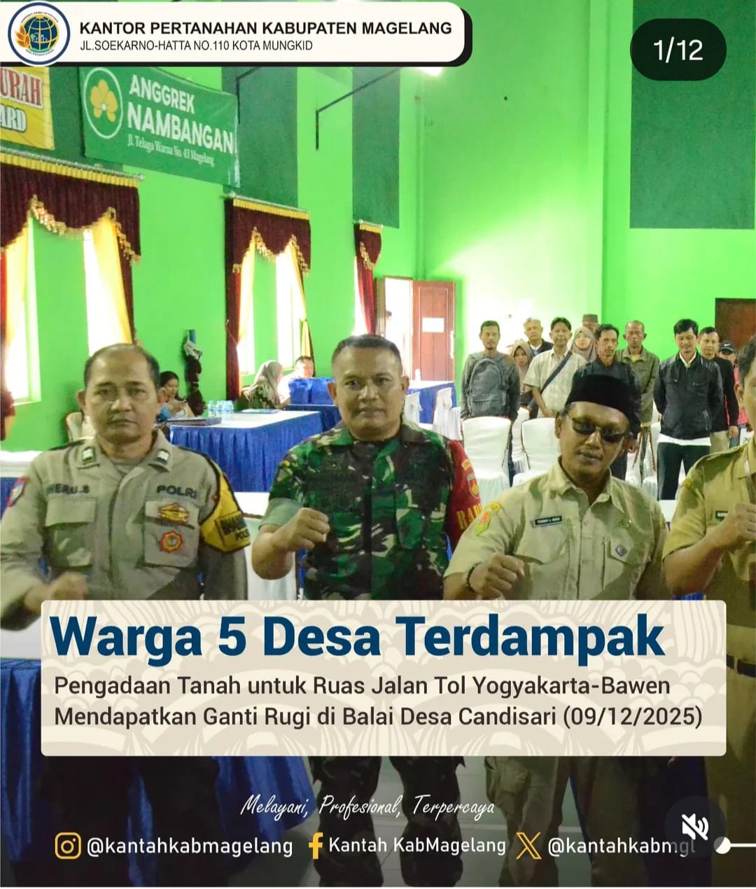 Pemberian Ganti Rugi Untuk Warga 5 Desa Terdampak Ruas Tol Yogya Bawen
