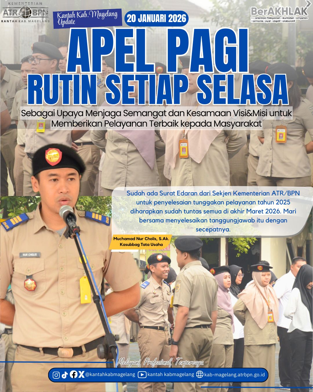 Kantor Pertanahan Kabupaten Magelang melaksanakan Apel Pagi Rutin