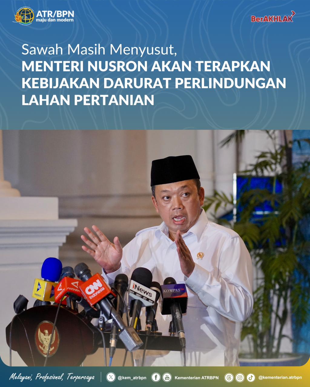 Sawah Masih Menyusut, Menteri Nusron Akan Terapkan Kebijakan Darurat Perlindungan Lahan Pertanian