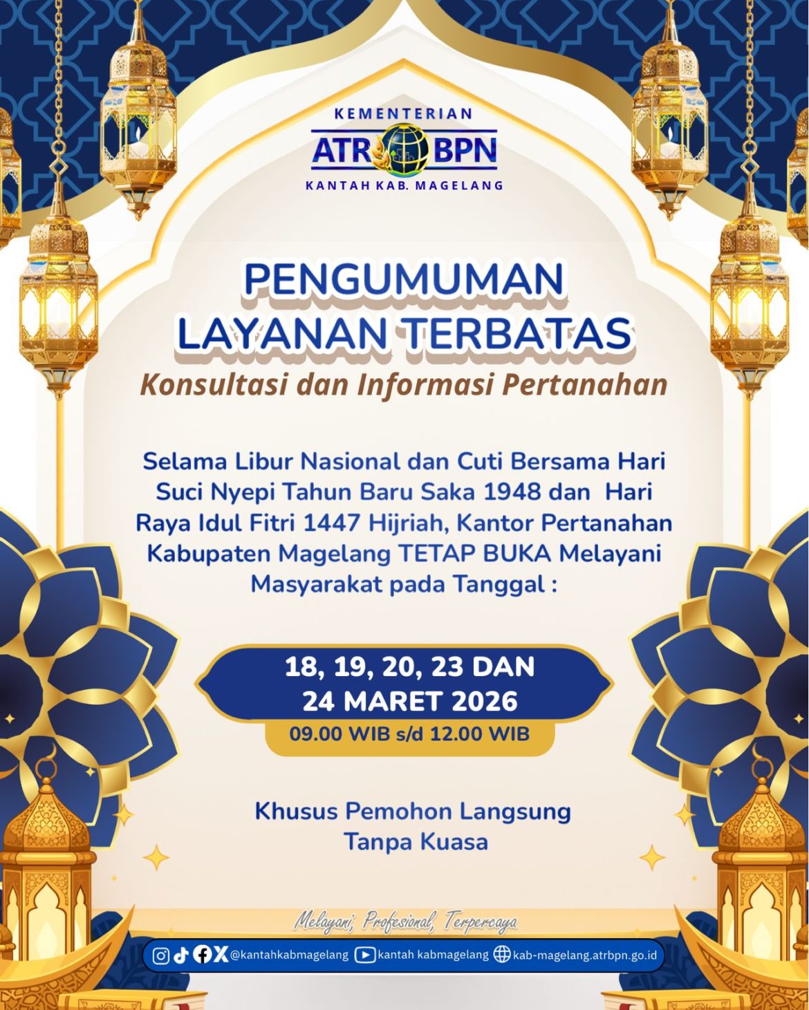 Pengumanan Pelayanan Pertanahan Terbatas Kantah Kab. Magelang