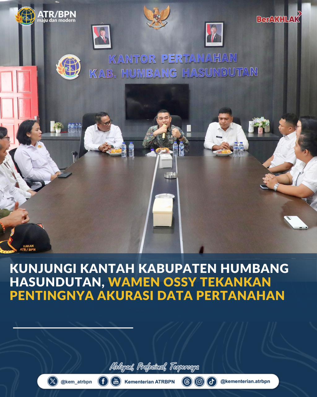 Kunjungi Kantah Kabupaten Humbang Hasundutan, Wamen Ossy Tekankan Pentingnya Akurasi Data Pertanahan