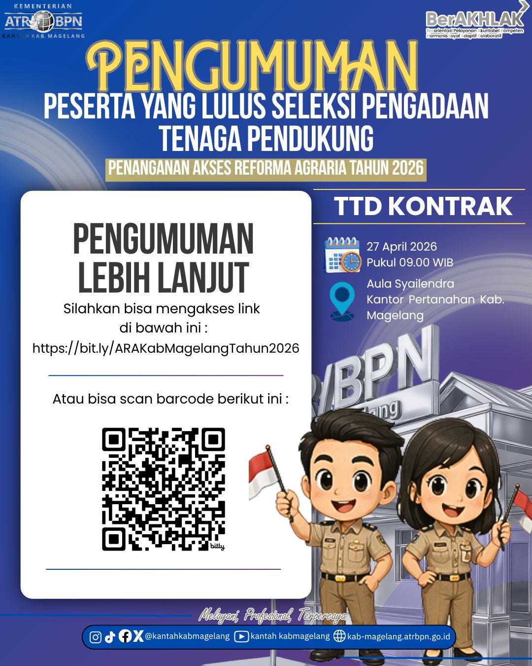 Pengumuman Hasil Seleksi Tenaga Pendukung Kantah Kab. Magelang