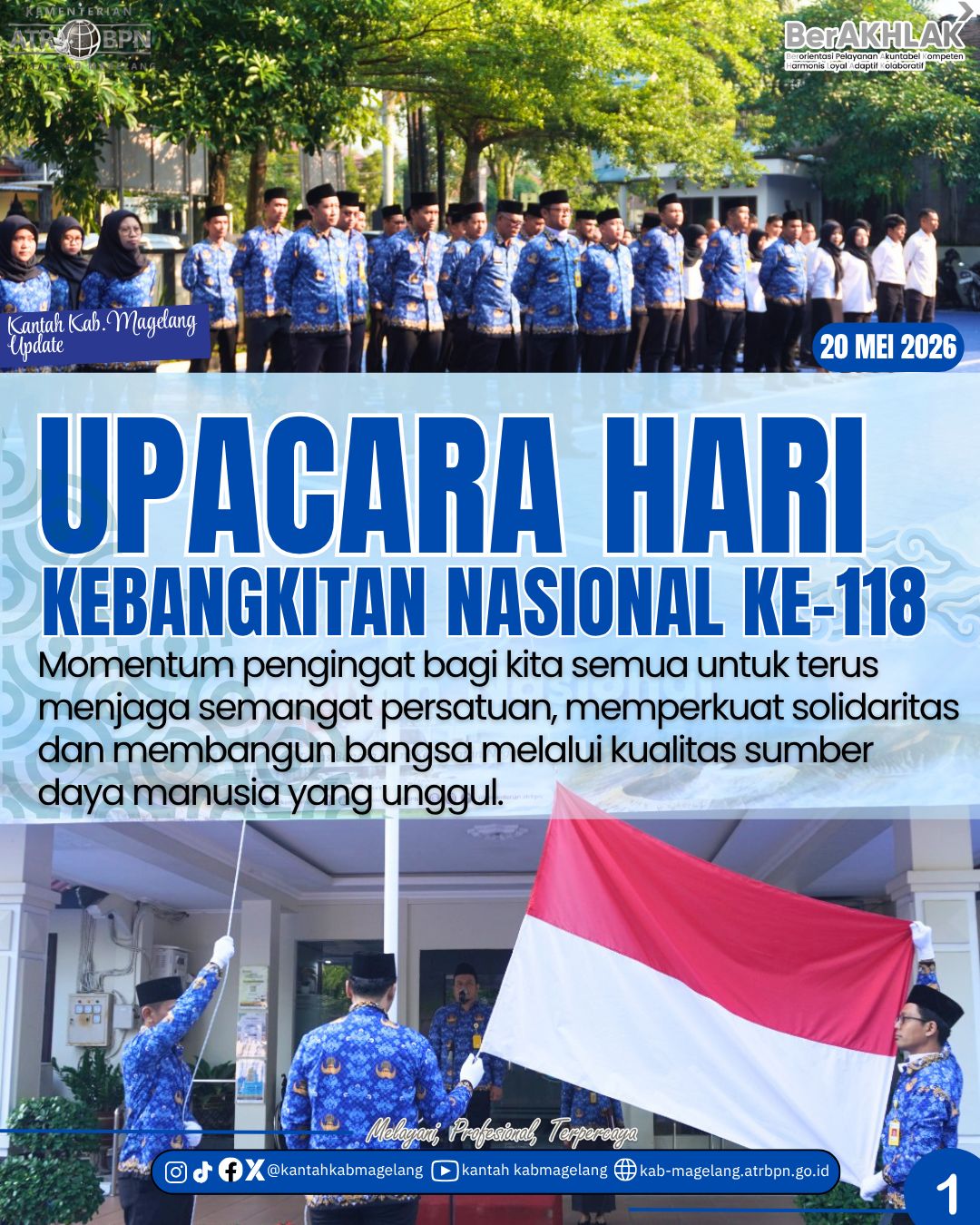 Kantor Pertanahan Kabupaten Magelang Melaksanakan Upacara Bendera Memperingati Hari Kebangkitan Nasional