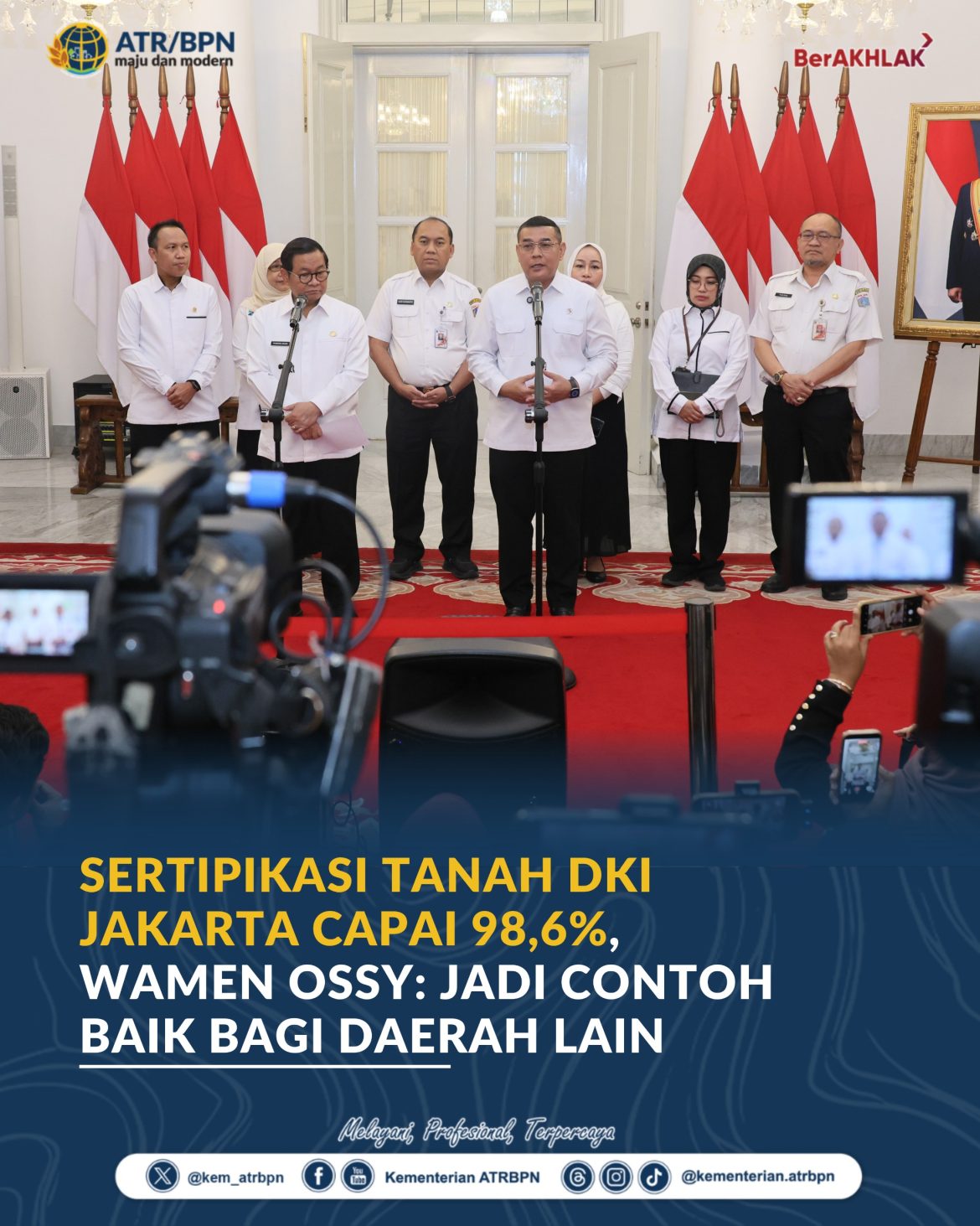 Sertipikasi Tanah DKI Jakarta Capai 98,6%, Wamen Ossy: Jadi Contoh Baik bagi Daerah Lain