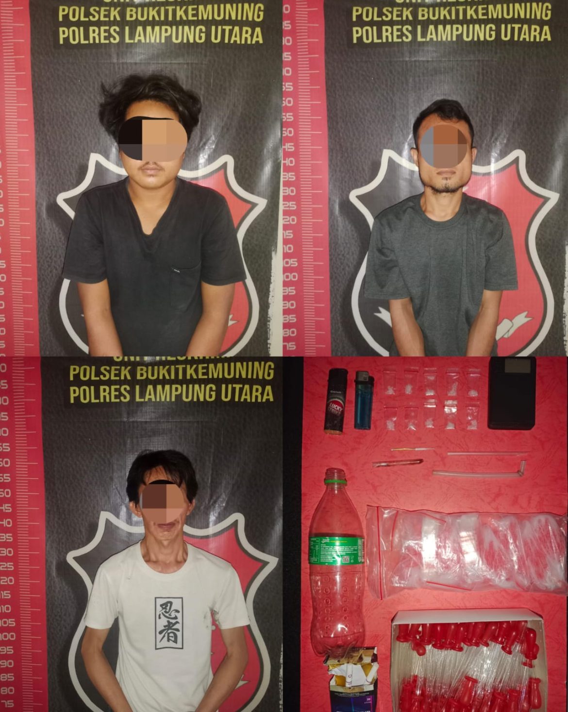 Polsek Bukit Kemuning Ungkap Kasus Narkotika, Tiga Pria Diamankan Beserta Barang Bukti Sabu