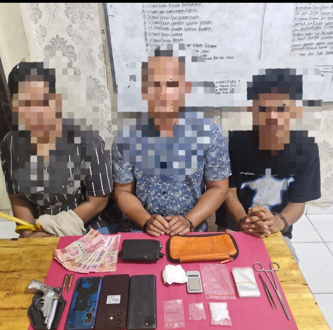 Sindikat Narkoba di Sungai Apit Digulung, Polres Siak Amankan Dua Bandar, Satu Kurir dan Senpi Rakitan