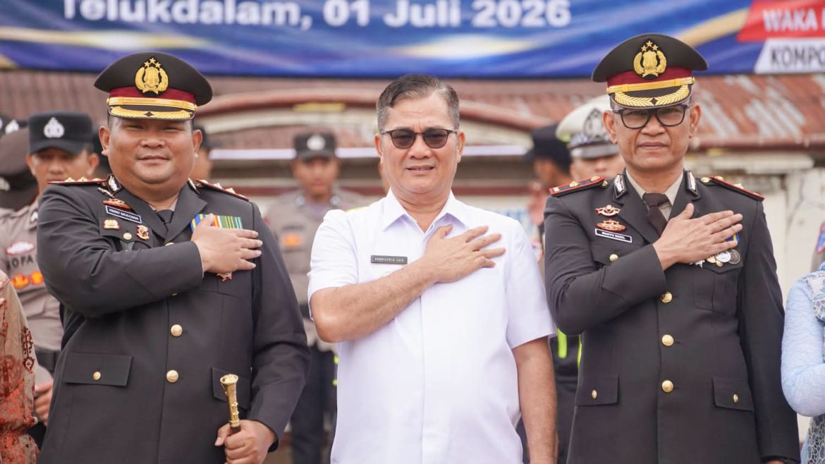 Bupati Nias Selatan Sokhiatulo Laia, menghadiri peringatan Hari Ulang Tahun (HUT) Bhayangkara ke-80 tahun 2026, bertempat di Lapangan Markas Komando (Mako) polres Nias Selatan