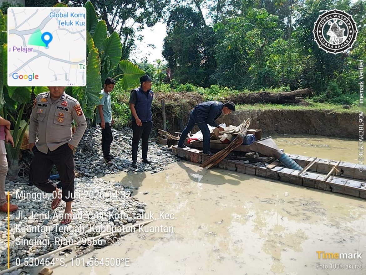 Respon Cepat Laporan Call Center 110, Polres Kuansing dan Polsek Kuantan Tengah Tindak Tegas Aktivitas PETI di Tengah Kota