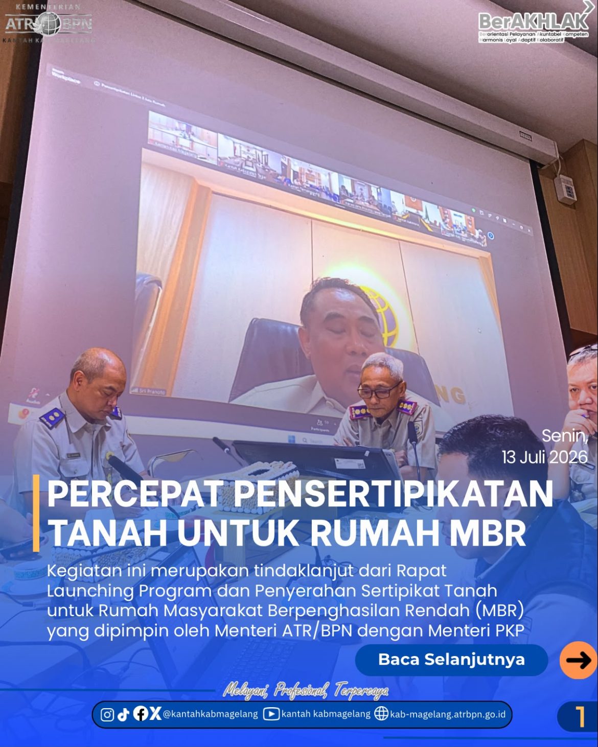 Kantor Pertanahan Kabupaten Magelang Ikuti Monitoring dan Evaluasi Sertipikasi Rumah MBR, Perkuat Komitmen Pelayanan Prima
