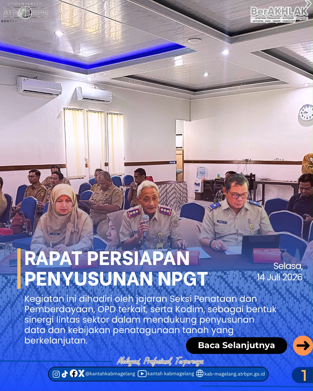 Kantor Pertanahan Kabupaten Magelang Tuan Rumah Rapat Persiapan Penyusunan Neraca Penatagunaan Tanah Regional Jawa Tengah
