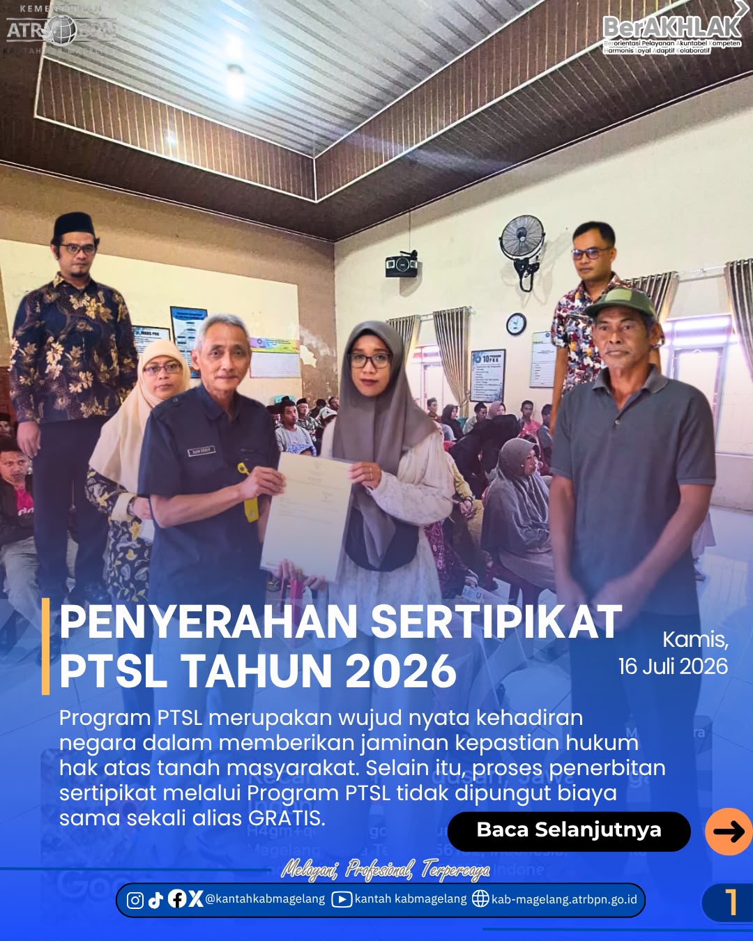 Penyerahan Setipikat PTSL Tahun 2026