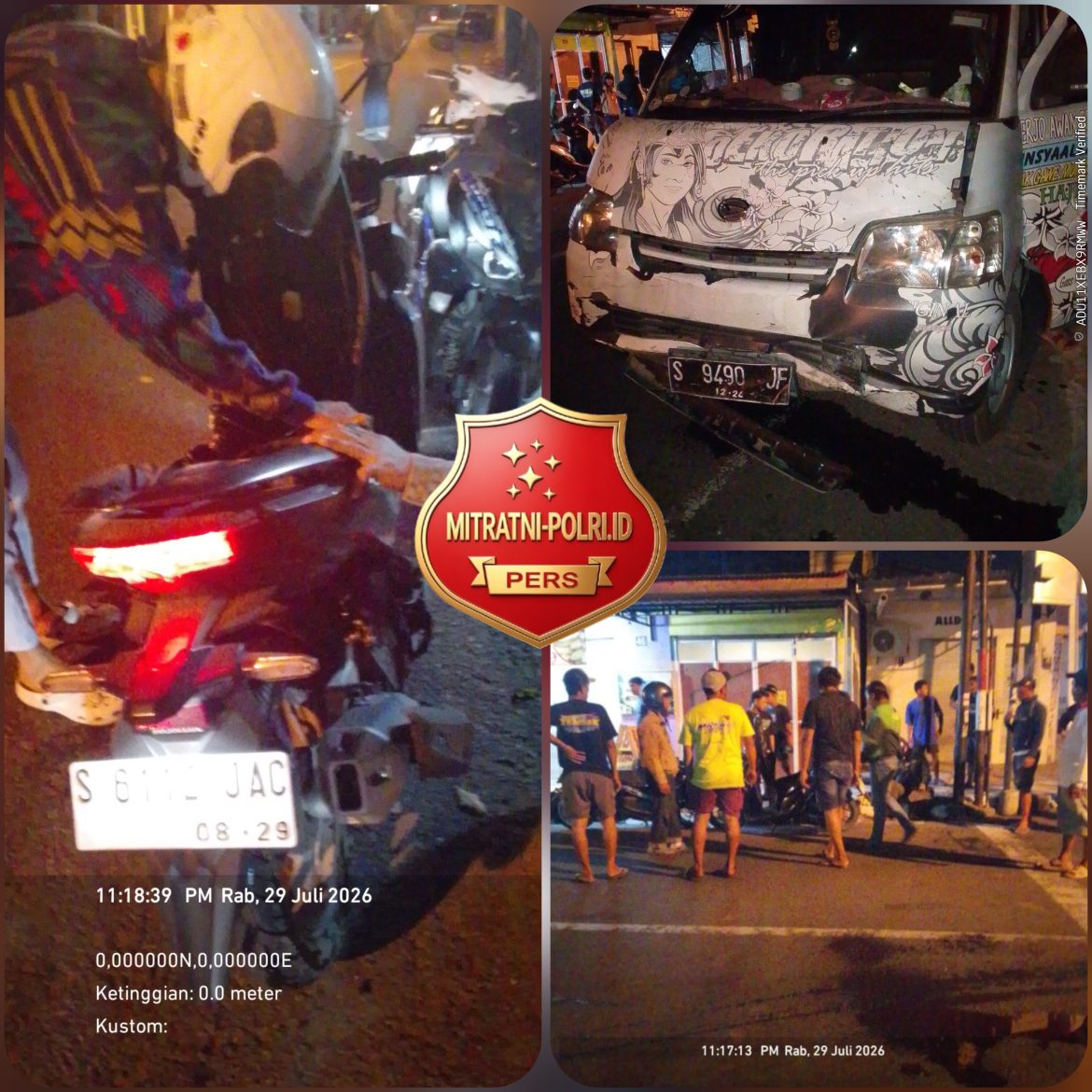 Perempatan Suwoko Jadi Lokasi Tabrakan, Kerusakan Kendaraan Cukup Parah   