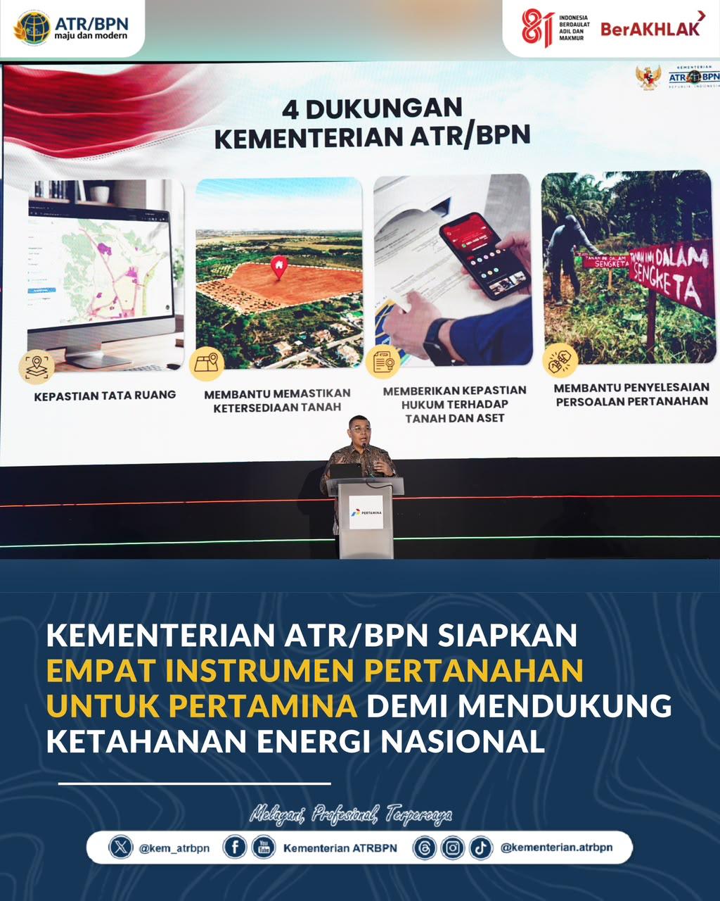 Kementerian ATR/BPN Siapkan Empat Instrumen Pertanahan untuk Pertamina demi Mendukung Ketahanan Energi Nasional