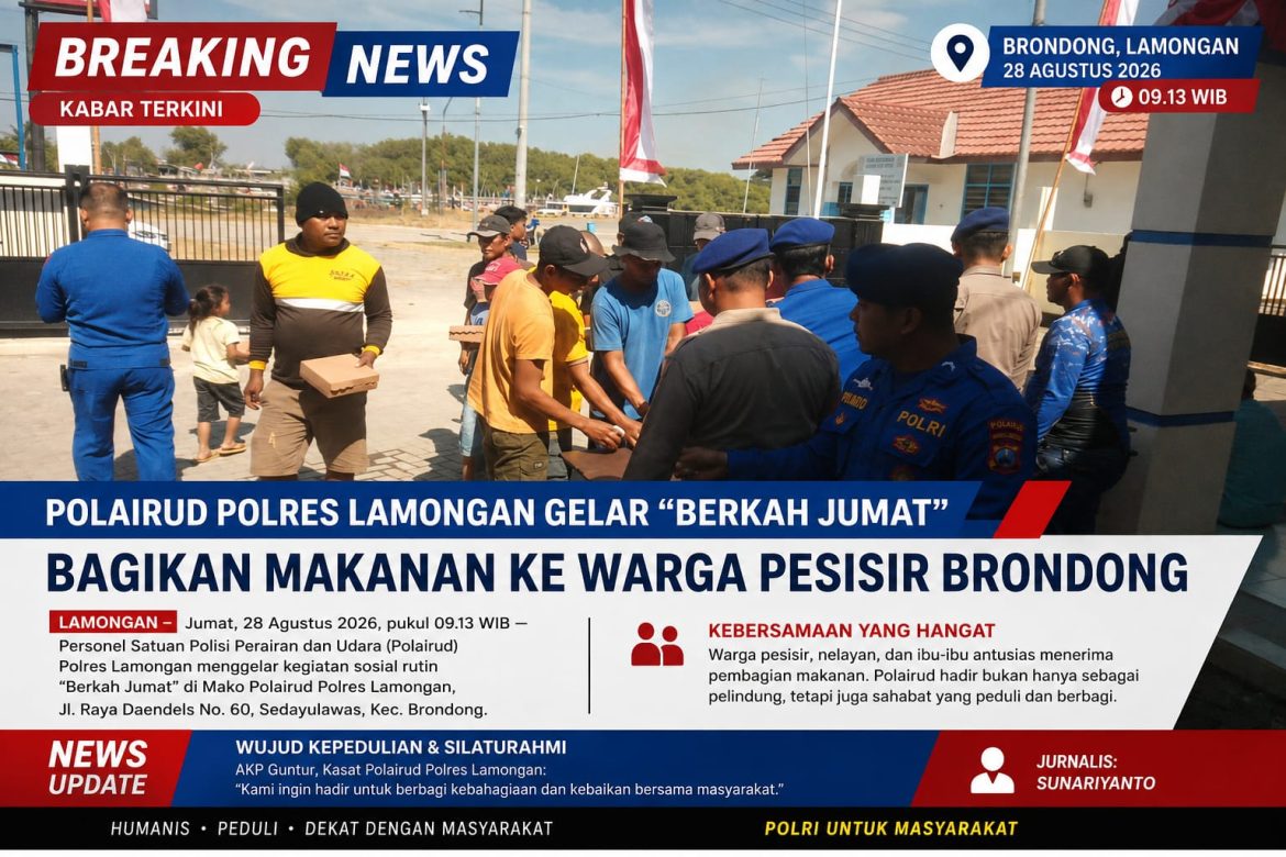 Kehadiran Polri Ditengah Masyarakat, Berkah Jumat Polairud Polres Lamongan Kian Eratkan Tali Persaudaraan