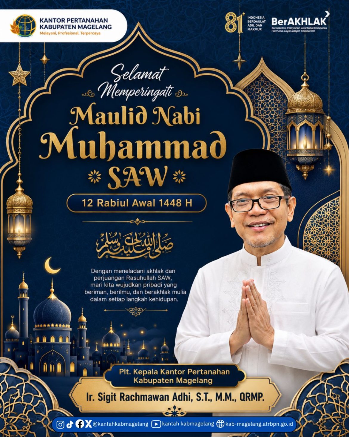 Kantor Pertanahan Kabupaten Magelang Mengucapkan Selamat Memperingati Maulid Nabi Muhammad SAW