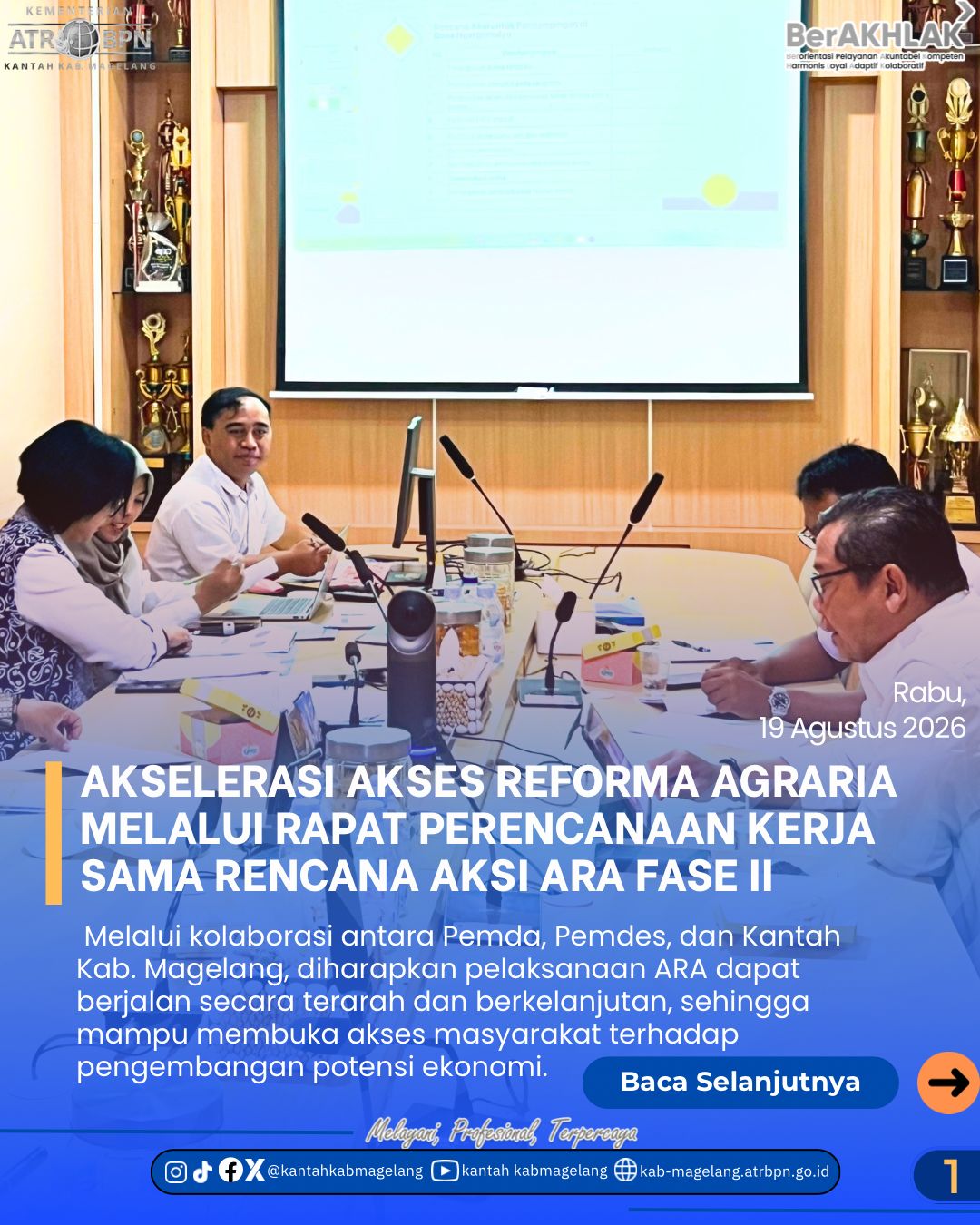 Kantor Pertanahan Kabupaten Magelang Melaksanakan Rapat Perencanaan Kerja Sama Penanganan Akses Reforma Agraria
