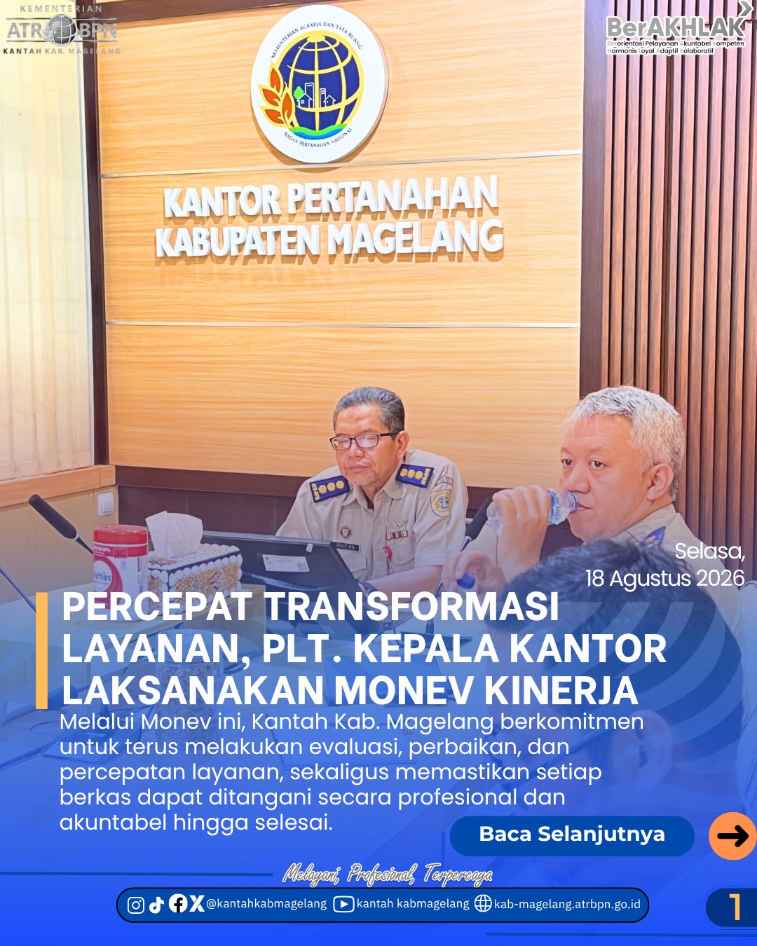 Kantor Pertanahan Kabupaten Magelang melaksanakan Monitoring dan Evaluasi Kinerja Tahun Anggaran 2026