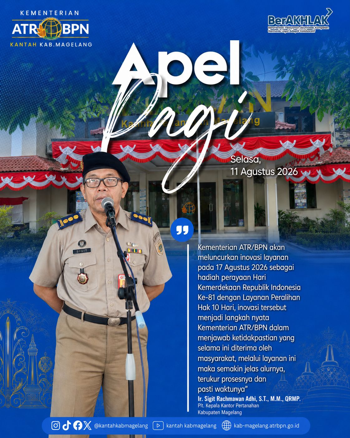 Kantor Pertanahan Kabupaten Magelang Melaksanakan Apel Pagi Rutin
