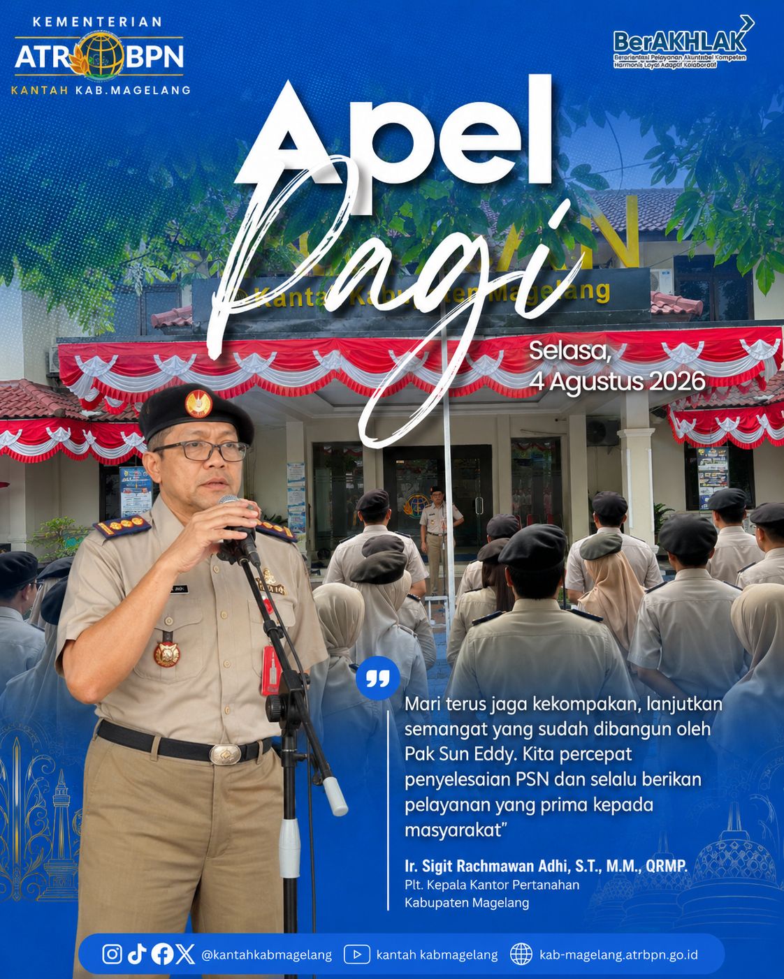 Kantor Pertanahan Kabupaten Magelang Melaksanakan Apel Pagi Rutin