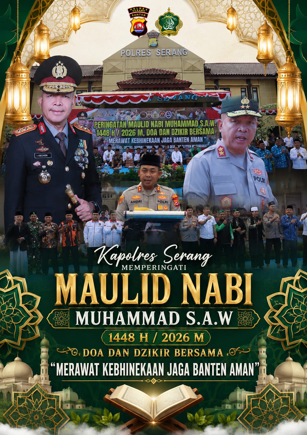Kapolres Serang Memperingati Maulid Nabi Muhammad S.A.W 1448 H/2026 Doa dan Dzikir Bersama “Merawat Kebhinekaan Jaga Banten Aman”
