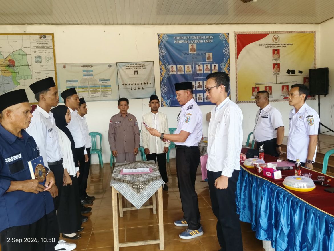 Pelantikan & Pengukuhan Perangkat Kampung Karang Umpu Siap Bekerja Dan Jaga Wilayah Serta Keselamatan Warga