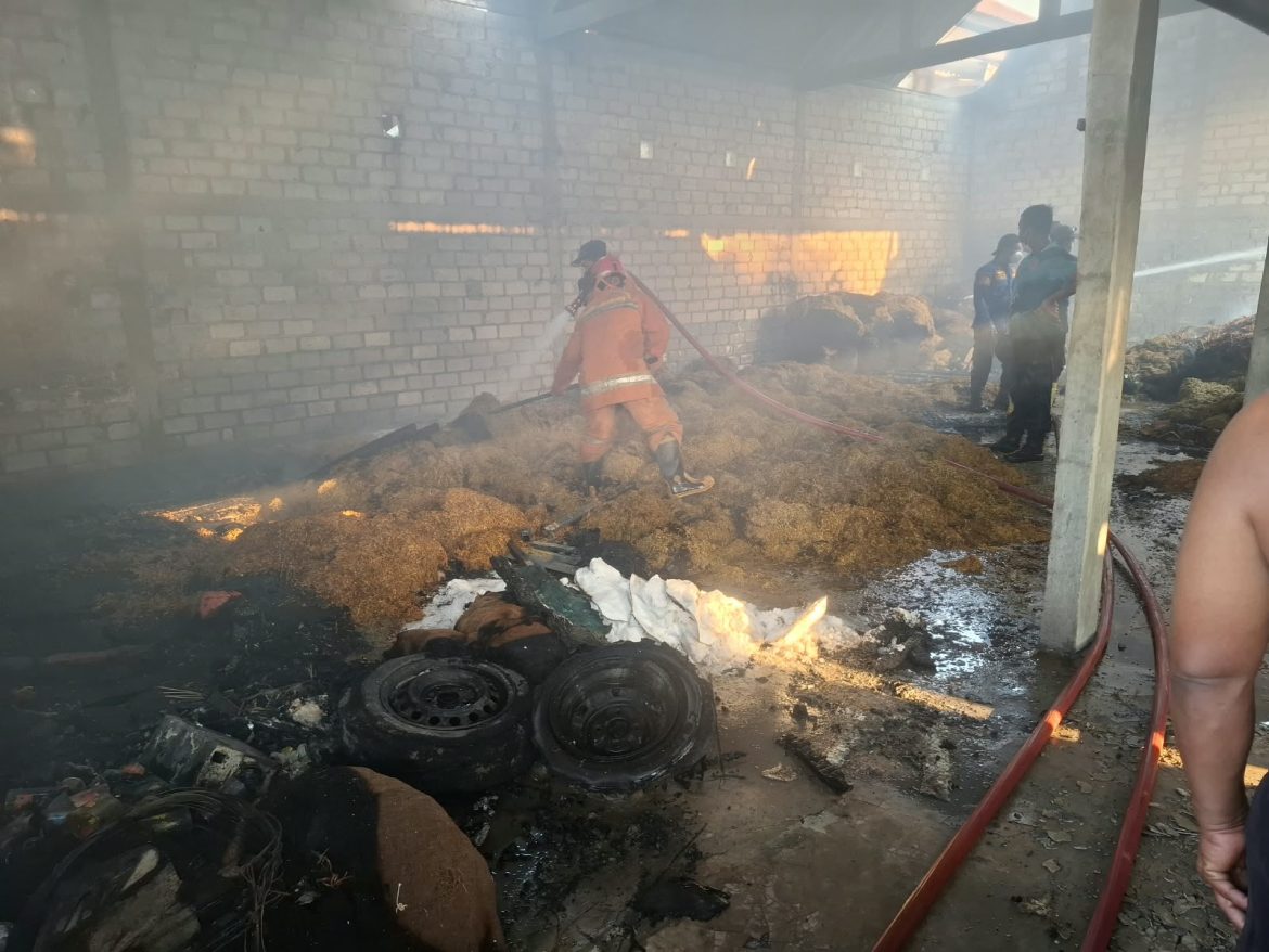 Polsek Ngimbang Gerak Cepat Bantu Padamkan Kebakaran Gudang Tembakau, Kerugian ditaksir Capai Rp250 Juta