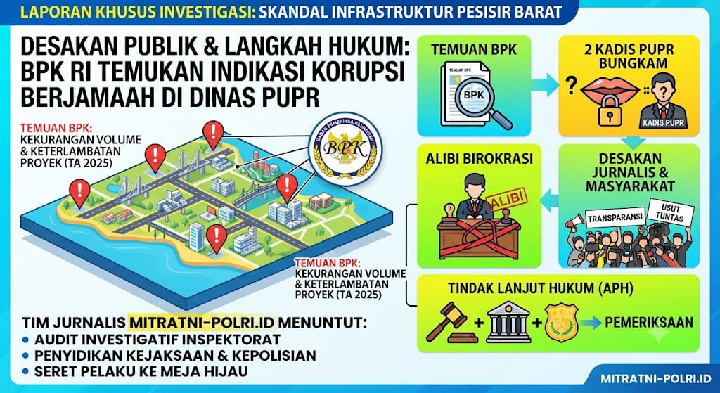 Dugaan Korupsi Proyek Infrastruktur Pesisir Barat Kian Memanas: Jurnalis MitraTNI-POLRI.ID Desak Kejati Lampung Seret Pejabat PUPR ke Meja Hijau