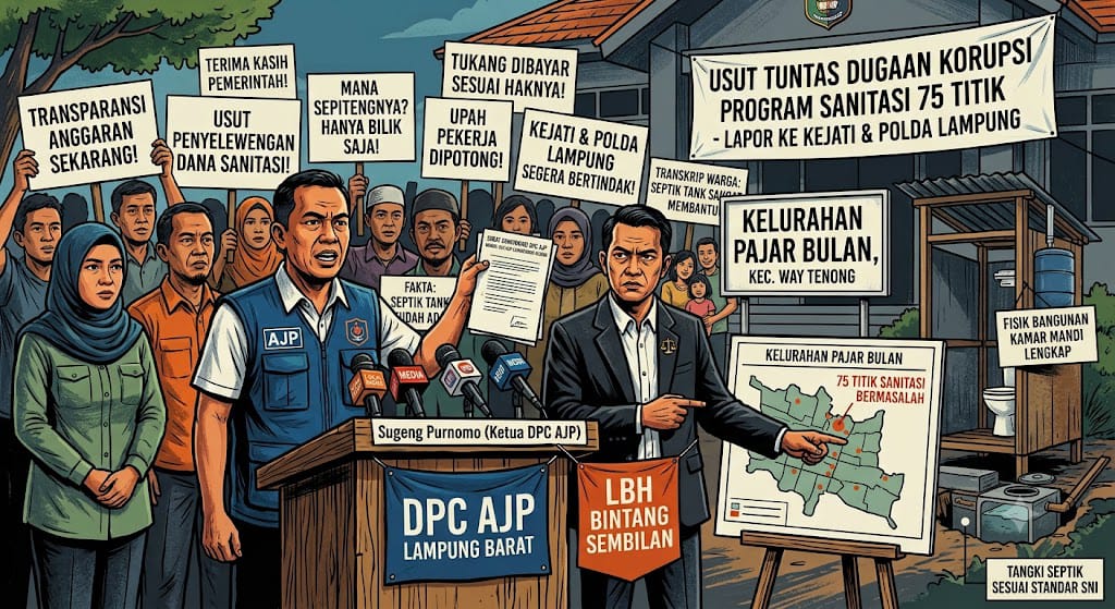 DPC AJP Lampung Barat dan LBH Bintang Sembilan Siap Laporkan Indikasi Penyimpangan Program Sanitasi 75 Titik di Pajar Bulan ke Kejati dan Polda Lampung