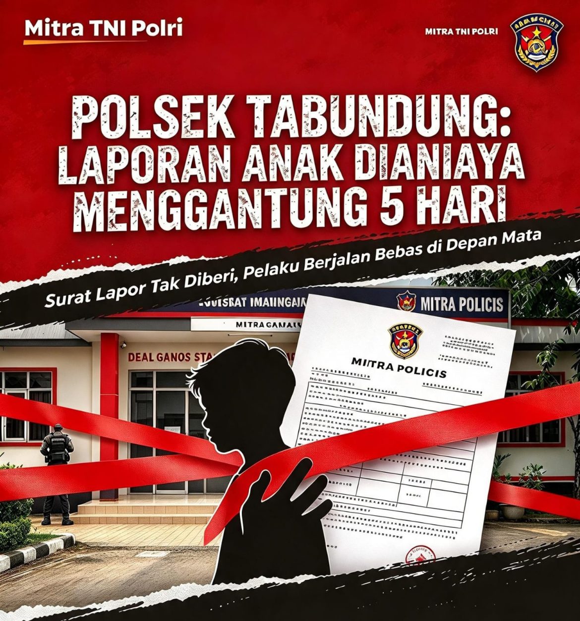 Polsek Tabundung: Laporan Anak Dianiaya Menggantung 5 Hari Surat Lapor Tak Diberi, Pelaku Di duga masih Bebas   