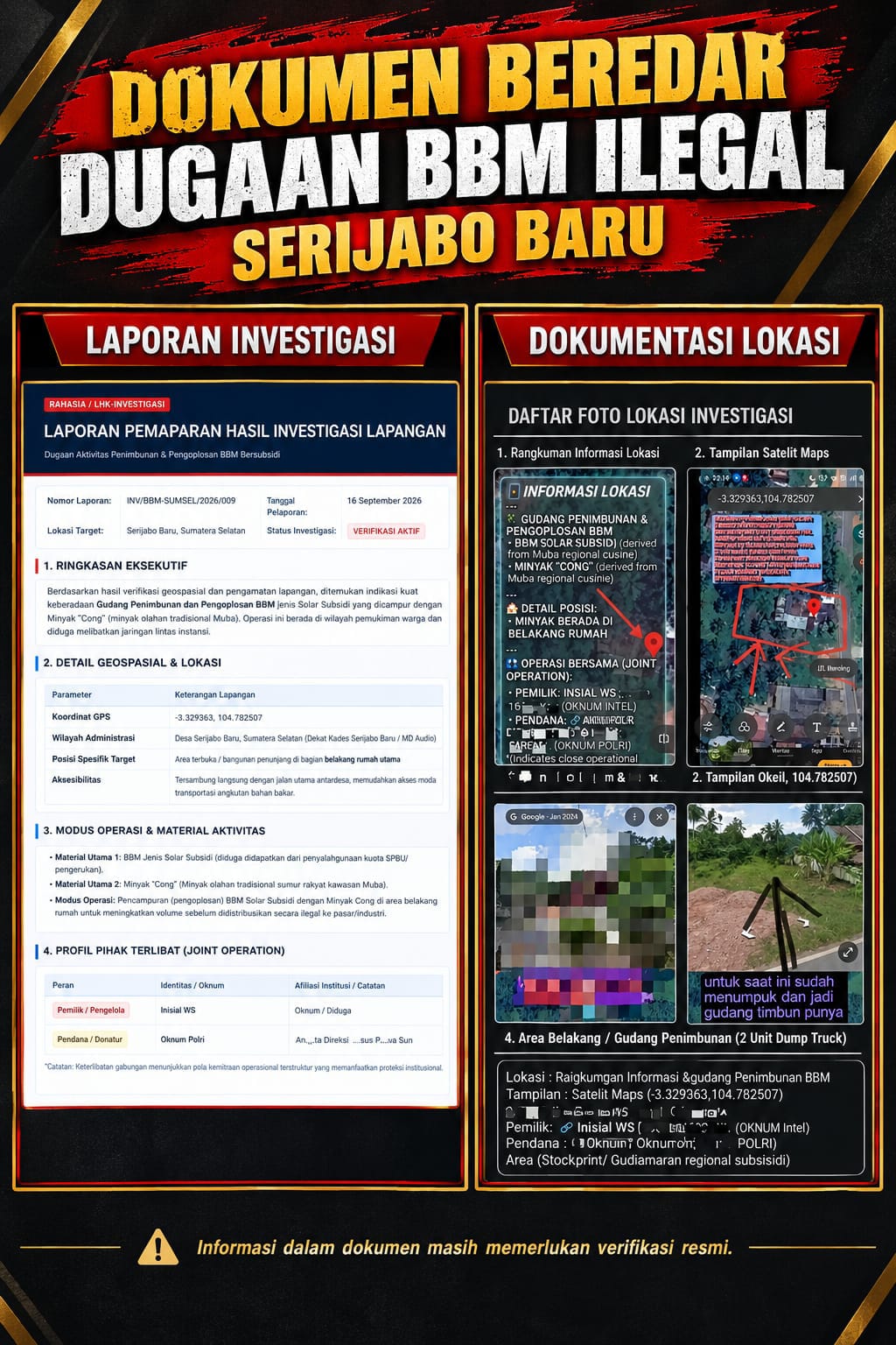 Skandal BBM Ilegal Di Serijabo Baru : Gudang Pengoplosan Solar Subsidi Diduga Dilindungi Oknum Aparat 