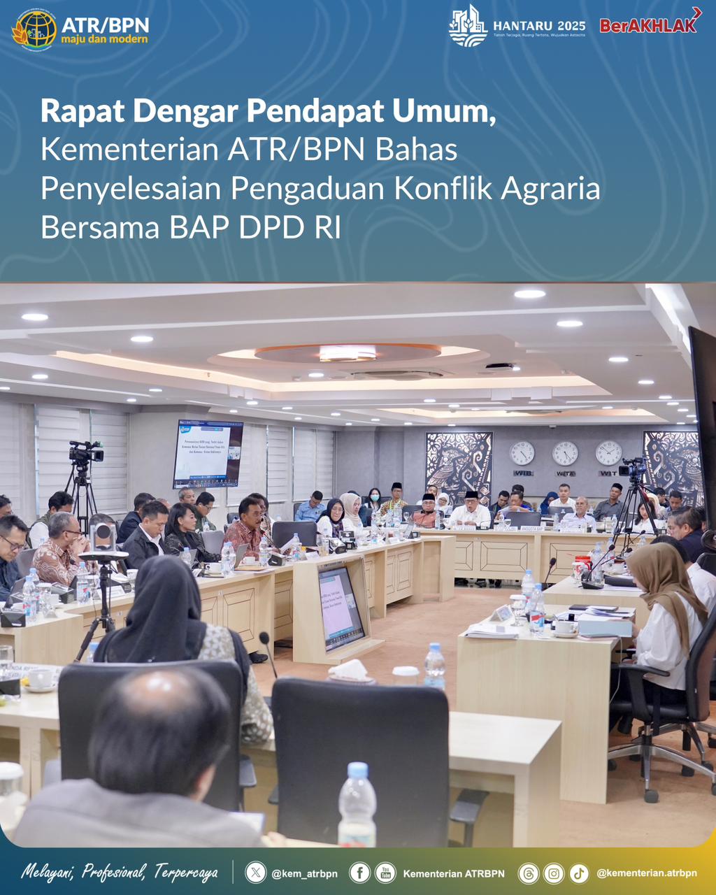 Rapat Dengar Pendapat Umum, Kementerian ATR/BPN Bahas Penyelesaian Pengaduan Konflik Agraria Bersama BAP DPD RI