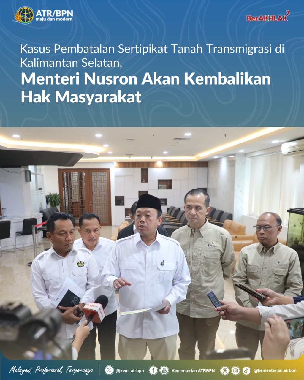 Kasus Pembatalan Sertipikat Tanah Transmigrasi di Kalimantan Selatan, Menteri Nusron Akan Kembalikan Hak Masyarakat