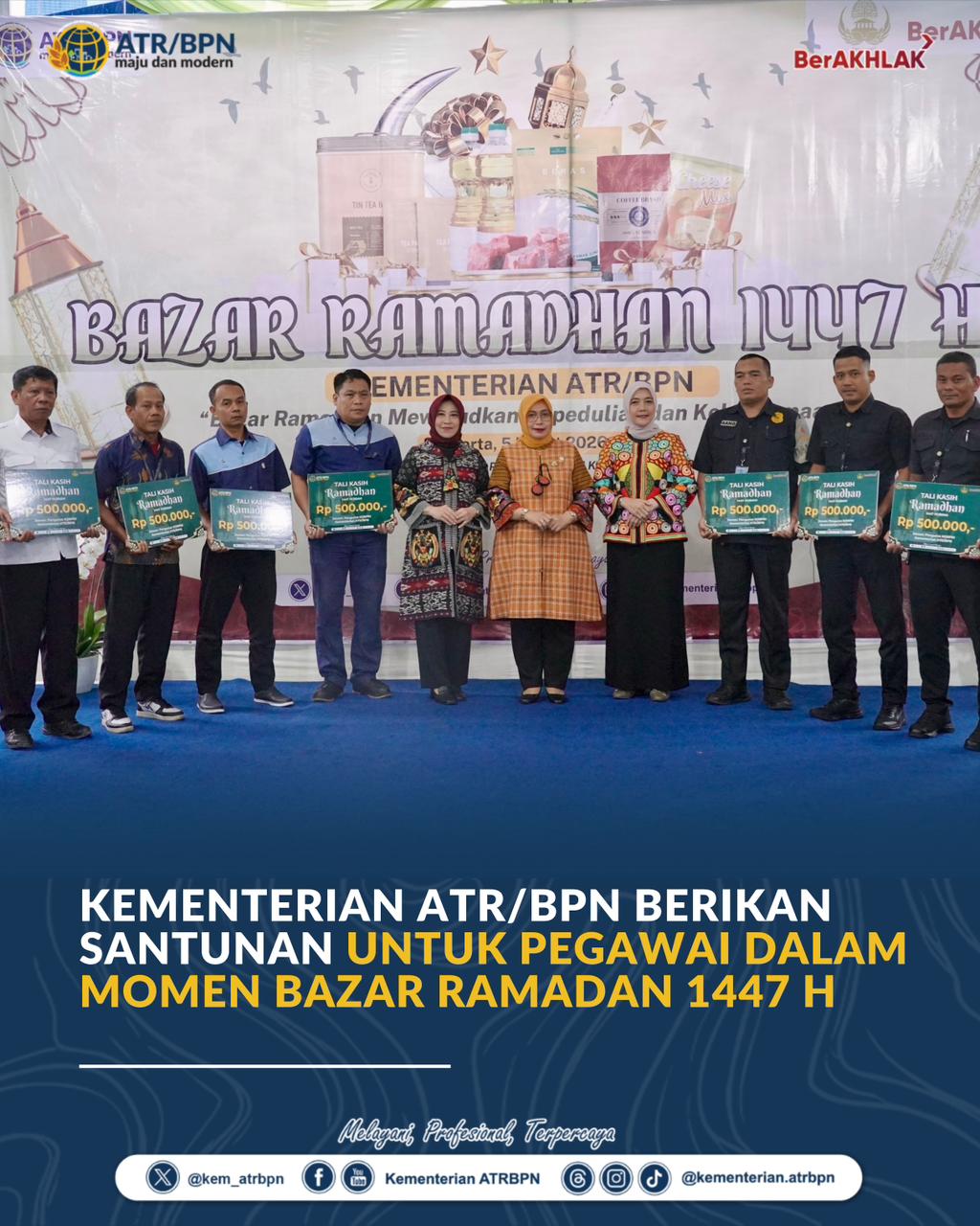 Kementerian ATR/BPN Berikan Santunan untuk Pegawai dalam Momen Bazar Ramadan 1447 H