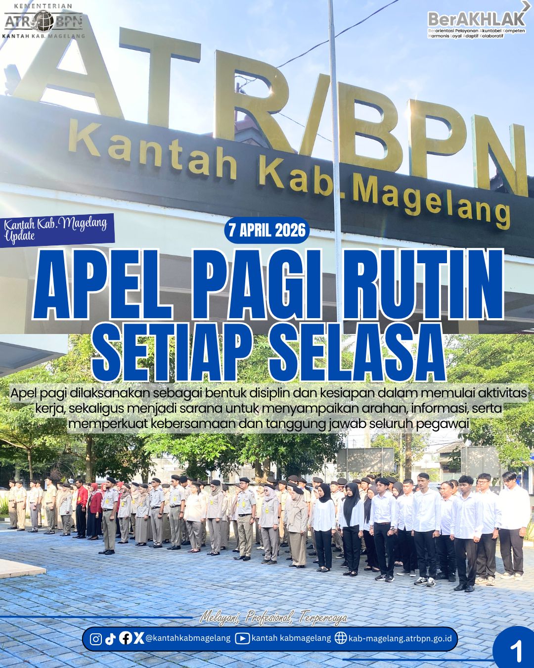 Kantah Kab. Magelang Melaksanakan Apel Pagi