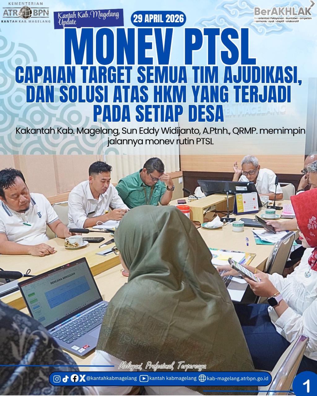 Monev PTSL Capaian Target Semua Tim Ajudikasi dan Solusi atas HKM Pada Setiap Desa