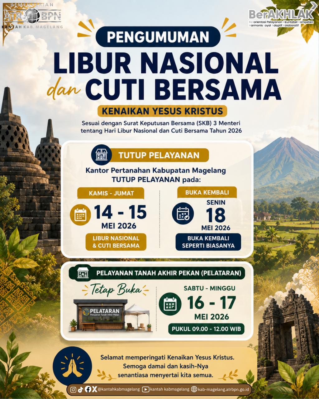 Pengumuman Jam Operasional Kantah Kab. Magelang