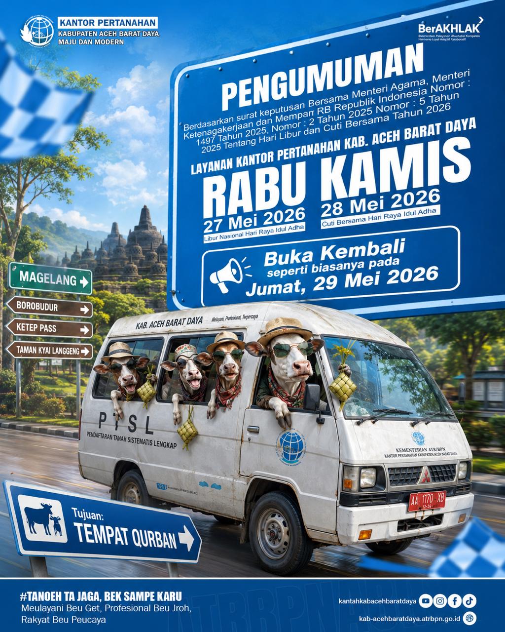Pengumuman Jam Pelayanan Pertanahan Kantah Kab. Magelang
