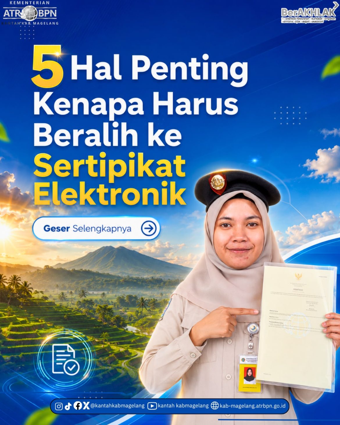 Yuk Beralih ke Sertipikat Elektronik, Wujudkan Pengelolaan Tanah yang Modern dan Terpercaya