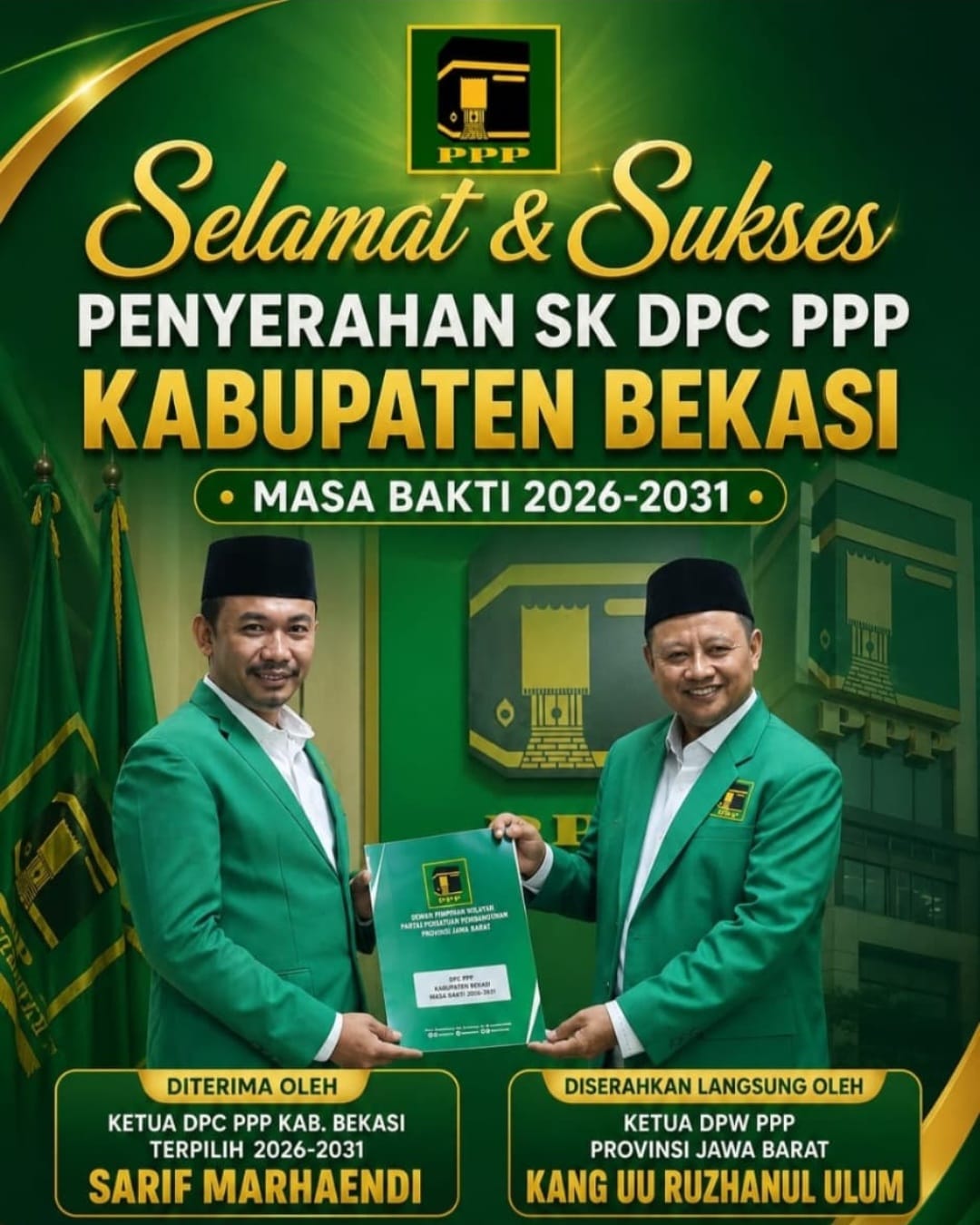 Sarif Marhaendi Resmi Pimpin DPC PPP Kabupaten Bekasi Periode 2026-2031