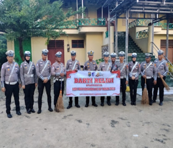 Satlantas Polres Lampung Utara Laksanakan Bakti Religi Sambut Hari Bhayangkara ke-80