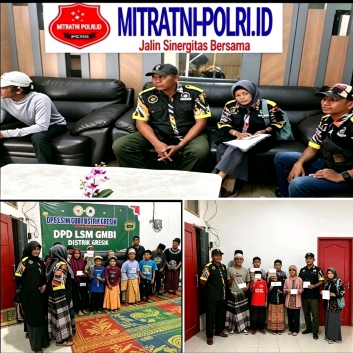 LSM GMBI Distrik Gresik Gelar Audiensi ke Kesbangpol dan Polres Gresik, Dilanjutkan Santunan Door to Door bagi Anak Yatim Piatu